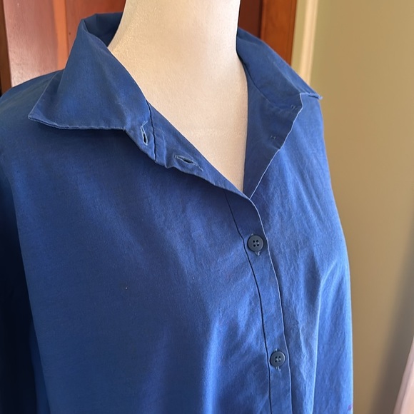 VINTAGE Marimekko Blue Abstract Dress, Size 42 (US XL) - Picture 4 of 8